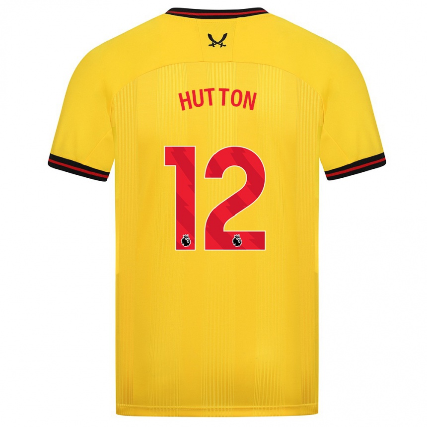 Moteriškas Jodie Hutton #12 Geltona Išvykos Marškinėliai 2023/24 T-Shirt