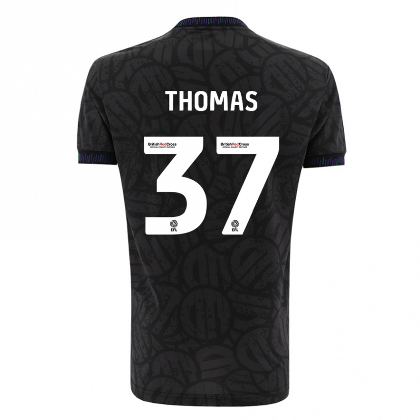 Moteriškas Olly Thomas #37 Juoda Išvykos Marškinėliai 2023/24 T-Shirt