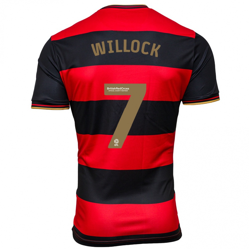 Moteriškas Chris Willock #7 Juoda Raudona Išvykos Marškinėliai 2023/24 T-Shirt