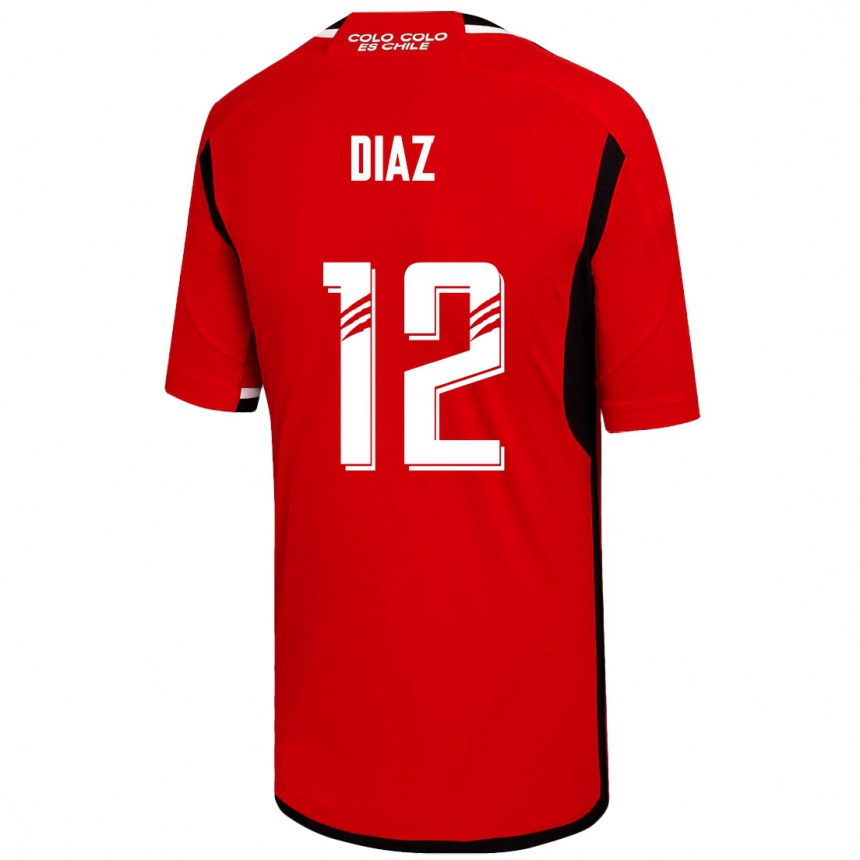 Moteriškas Javiera Díaz #12 Raudona Išvykos Marškinėliai 2023/24 T-Shirt