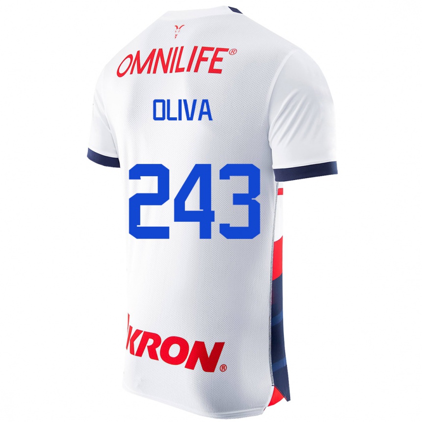 Moteriškas Diego Oliva #243 Baltas Išvykos Marškinėliai 2023/24 T-Shirt