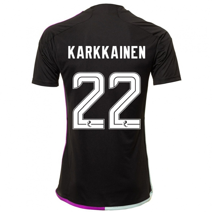 Moteriškas Elena Kärkkäinen #22 Juoda Išvykos Marškinėliai 2023/24 T-Shirt