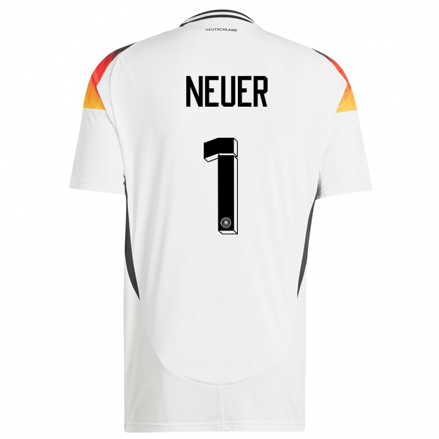 Vaikiškas Vokietija Manuel Neuer #1 Baltas Namų Marškinėliai 24-26 T-Shirt