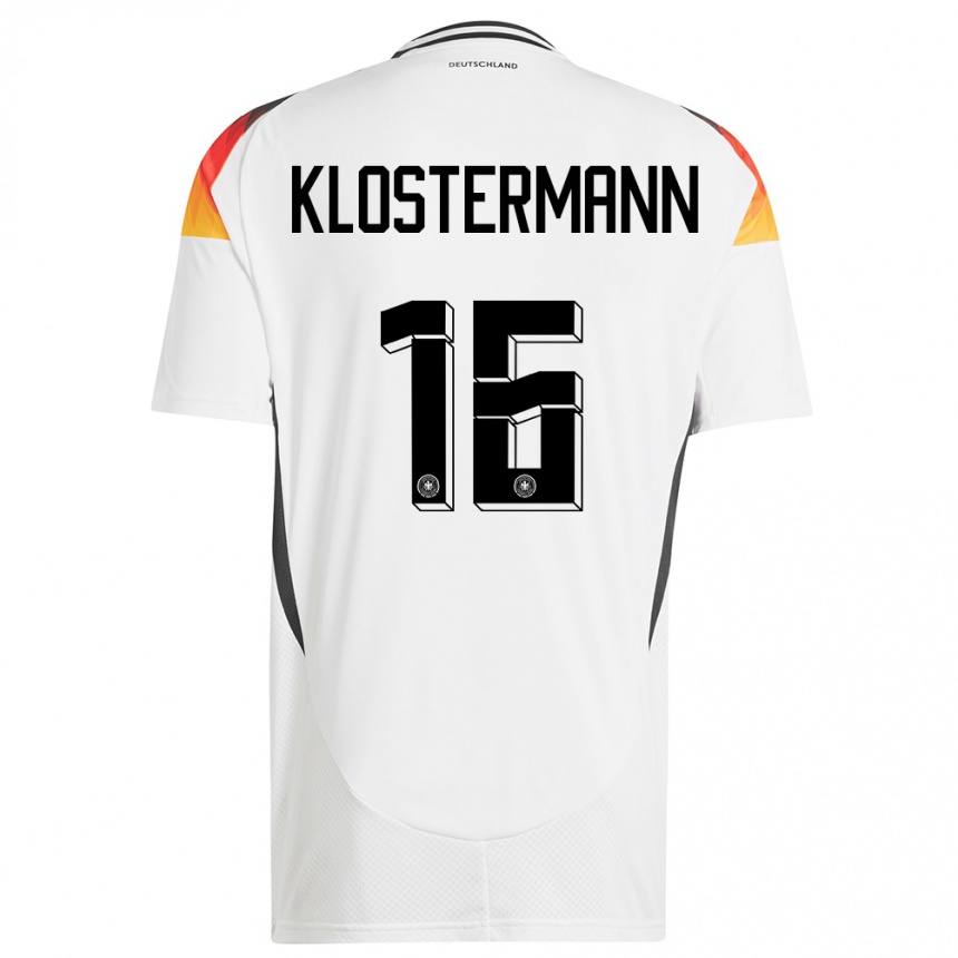 Vaikiškas Vokietija Lukas Klostermann #16 Baltas Namų Marškinėliai 24-26 T-Shirt