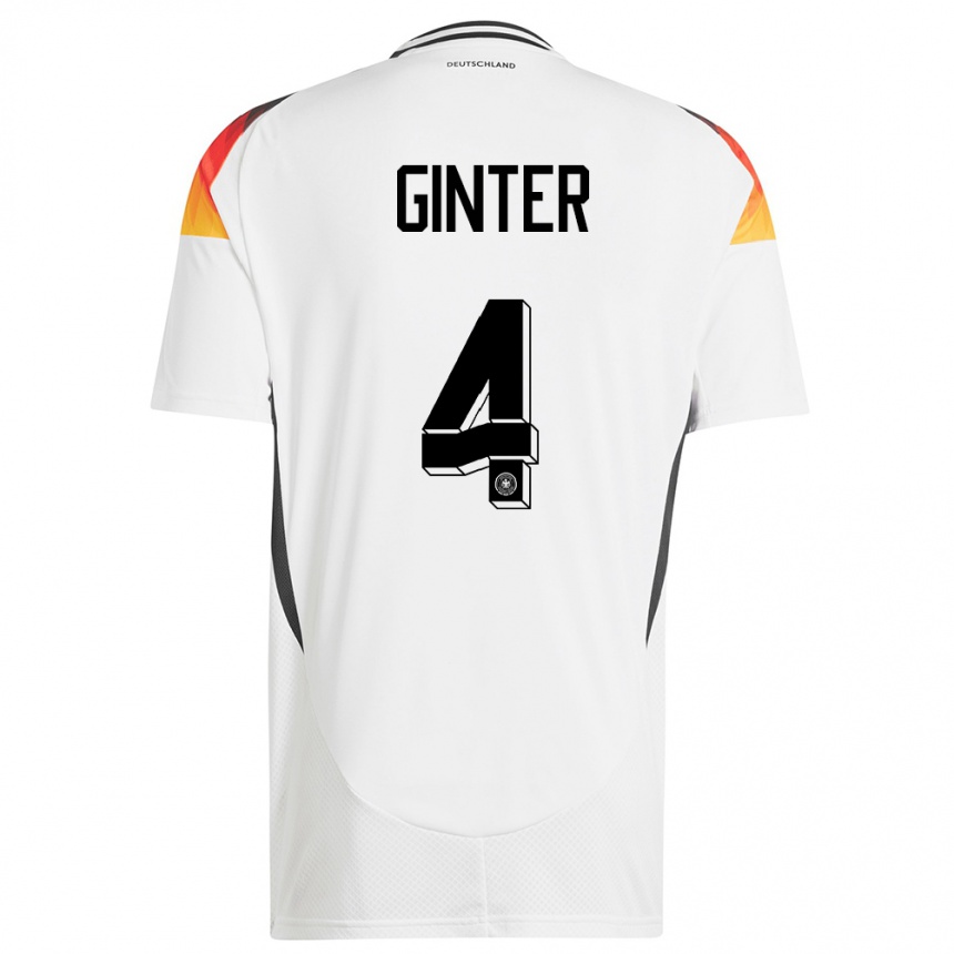 Vaikiškas Vokietija Matthias Ginter #4 Baltas Namų Marškinėliai 24-26 T-Shirt