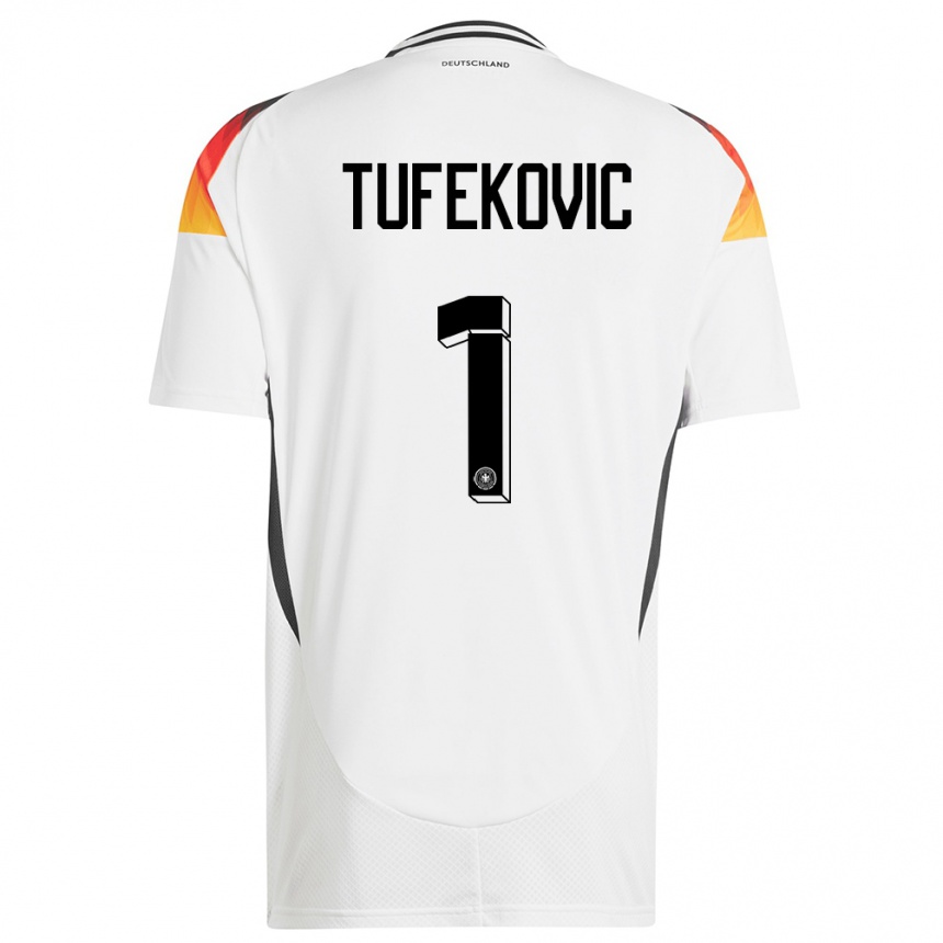 Vaikiškas Vokietija Martina Tufekovic #1 Baltas Namų Marškinėliai 24-26 T-Shirt