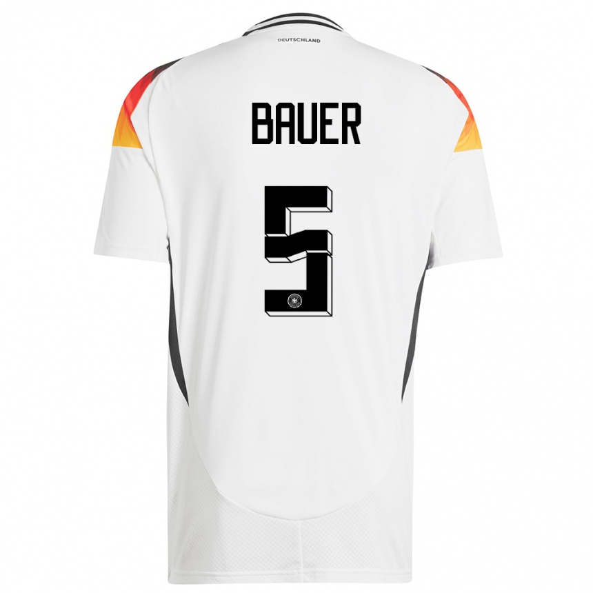 Vaikiškas Vokietija Maximilian Bauer #5 Baltas Namų Marškinėliai 24-26 T-Shirt