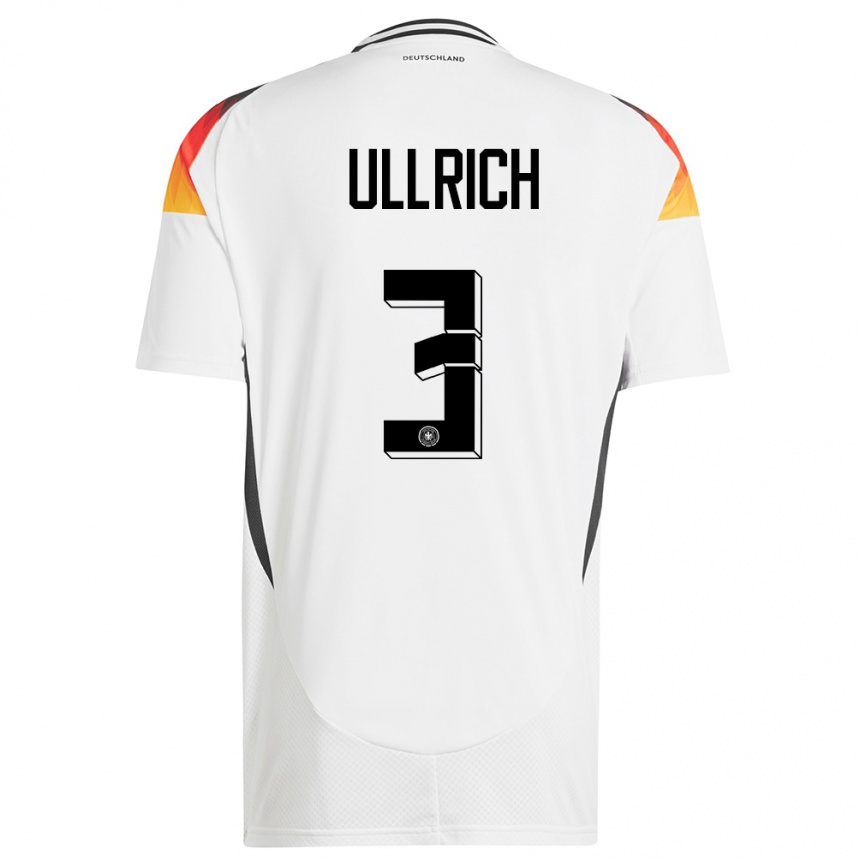 Vaikiškas Vokietija Lukas Ullrich #3 Baltas Namų Marškinėliai 24-26 T-Shirt