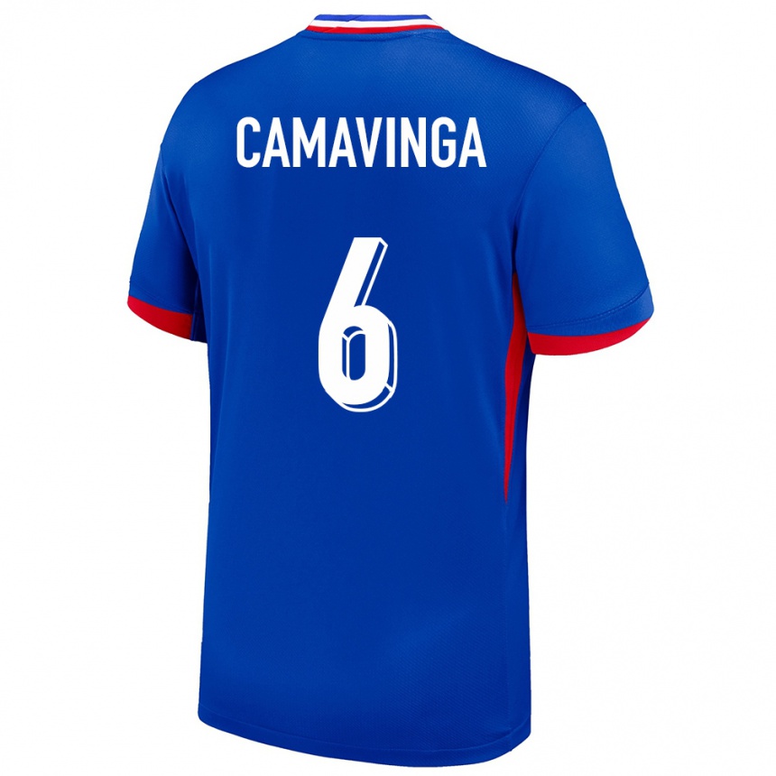 Vaikiškas Prancūzija Eduardo Camavinga #6 Mėlyna Namų Marškinėliai 24-26 T-Shirt