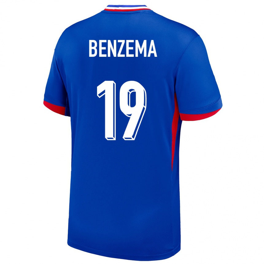 Vaikiškas Prancūzija Karim Benzema #19 Mėlyna Namų Marškinėliai 24-26 T-Shirt