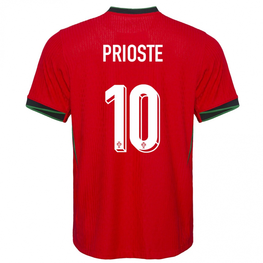 Vaikiškas Portugalija Diogo Prioste #10 Raudona Namų Marškinėliai 24-26 T-Shirt