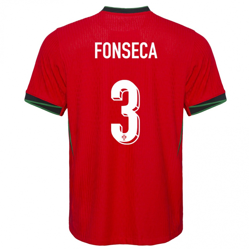 Vaikiškas Portugalija Joao Fonseca #3 Raudona Namų Marškinėliai 24-26 T-Shirt