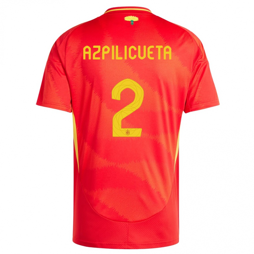 Vaikiškas Ispanija Cesar Azpilicueta #2 Raudona Namų Marškinėliai 24-26 T-Shirt