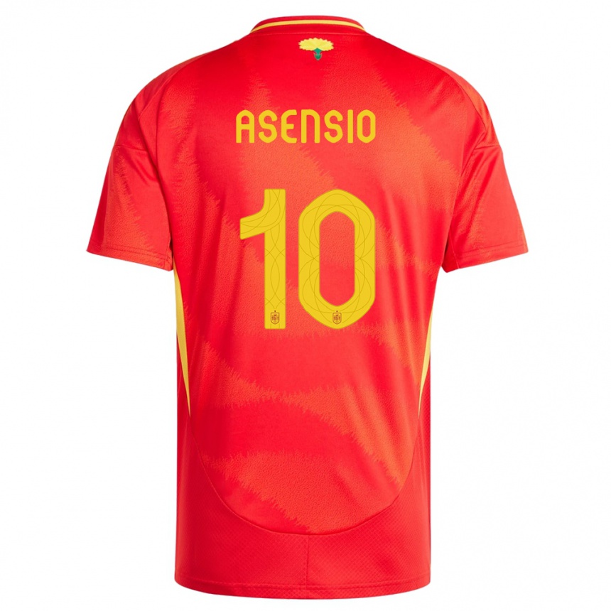 Vaikiškas Ispanija Marco Asensio #10 Raudona Namų Marškinėliai 24-26 T-Shirt