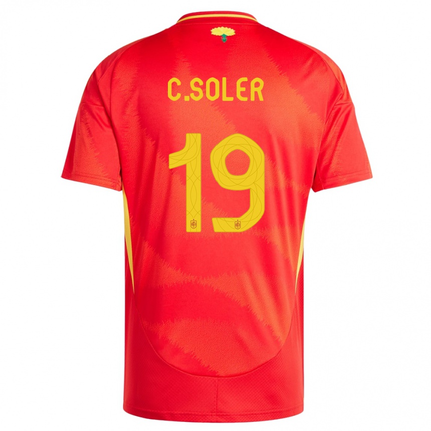 Vaikiškas Ispanija Carlos Soler #19 Raudona Namų Marškinėliai 24-26 T-Shirt