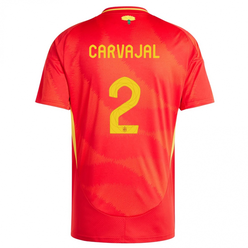 Vaikiškas Ispanija Daniel Carvajal #2 Raudona Namų Marškinėliai 24-26 T-Shirt