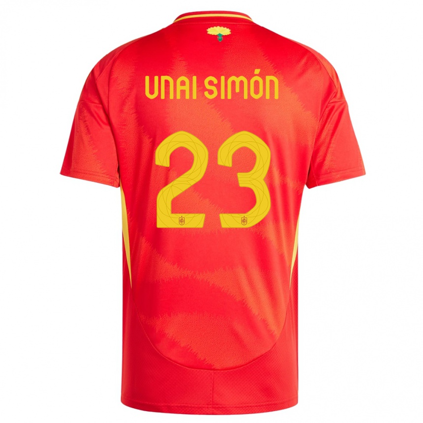 Vaikiškas Ispanija Unai Simon #23 Raudona Namų Marškinėliai 24-26 T-Shirt