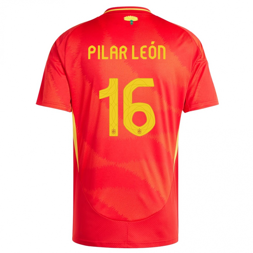 Vaikiškas Ispanija Maria Pilar Leon #16 Raudona Namų Marškinėliai 24-26 T-Shirt