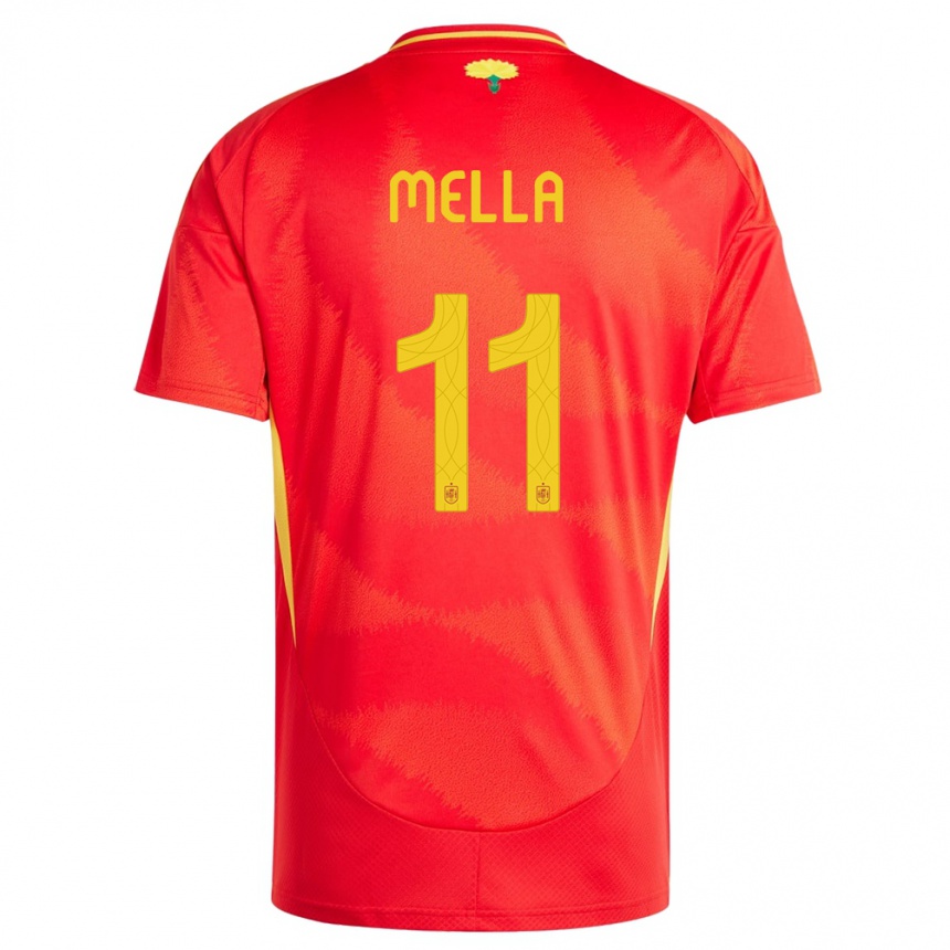 Vaikiškas Ispanija David Mella #11 Raudona Namų Marškinėliai 24-26 T-Shirt