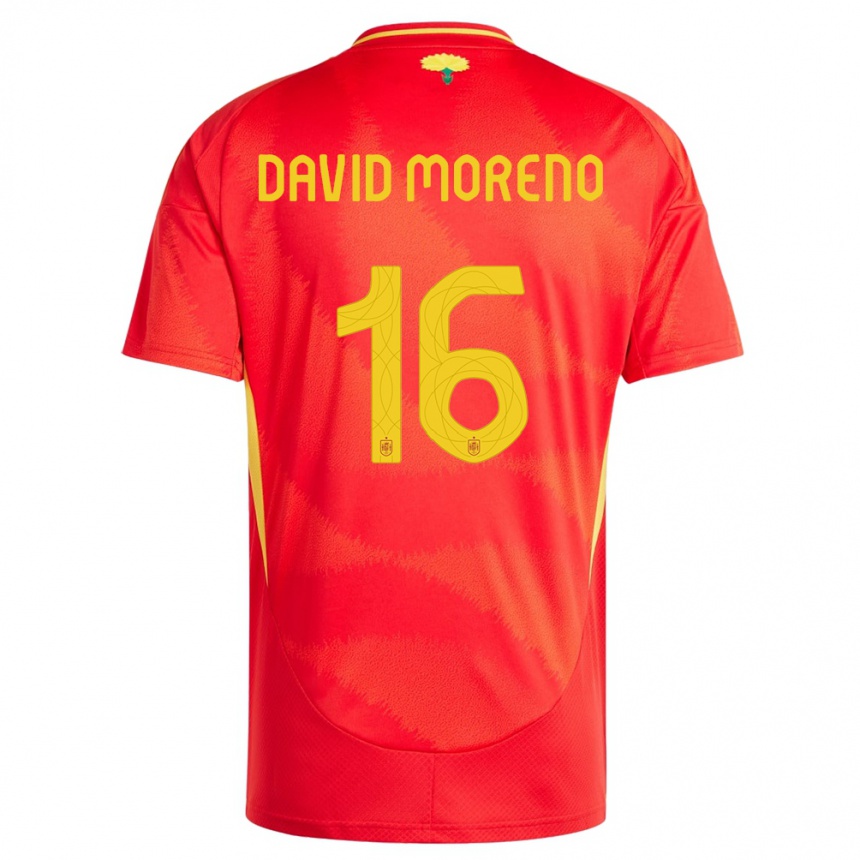 Vaikiškas Ispanija Antonio David Moreno #16 Raudona Namų Marškinėliai 24-26 T-Shirt