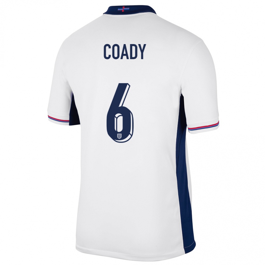 Vaikiškas Anglija Conor Coady #6 Baltas Namų Marškinėliai 24-26 T-Shirt