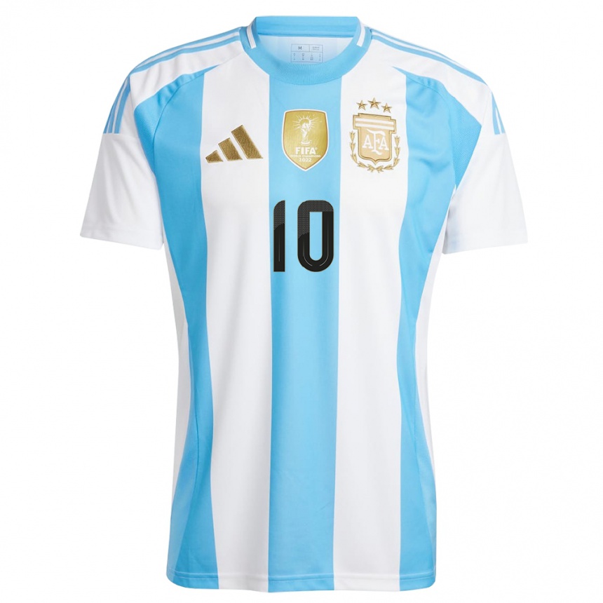 Vaikiškas Argentina Lionel Messi #10 Balta Mėlyna Namų Marškinėliai 24-26 T-Shirt