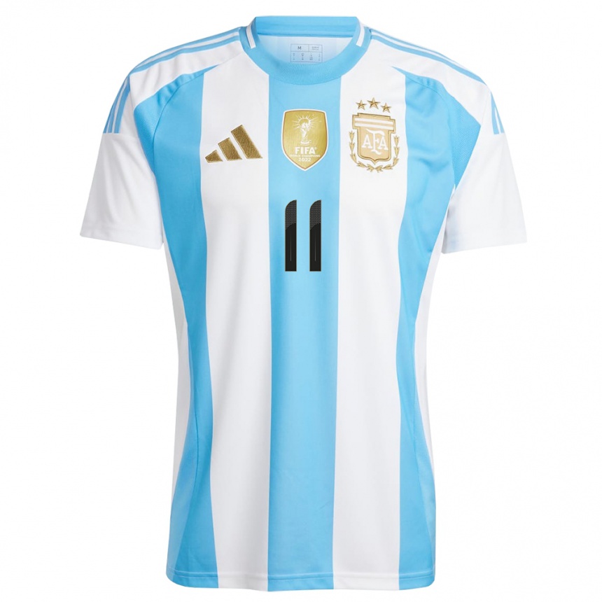 Vaikiškas Argentina Ezequiel Barco #11 Balta Mėlyna Namų Marškinėliai 24-26 T-Shirt