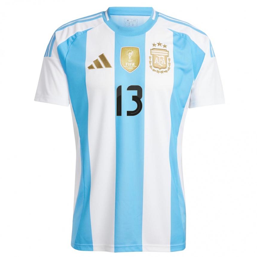 Vaikiškas Argentina Cristian Romero #13 Balta Mėlyna Namų Marškinėliai 24-26 T-Shirt