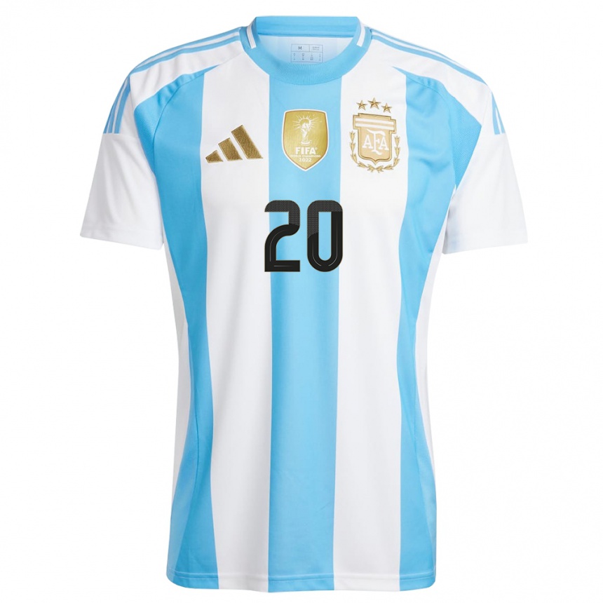 Vaikiškas Argentina Thiago Almada #20 Balta Mėlyna Namų Marškinėliai 24-26 T-Shirt