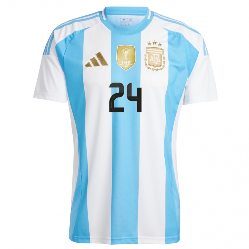 Vaikiškas Argentina Enzo Fernandez #24 Balta Mėlyna Namų Marškinėliai 24-26 T-Shirt