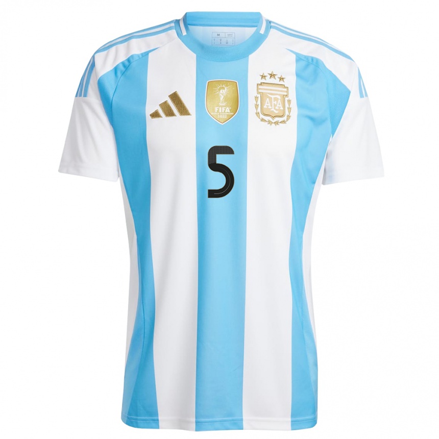 Vaikiškas Argentina Leandro Paredes #5 Balta Mėlyna Namų Marškinėliai 24-26 T-Shirt