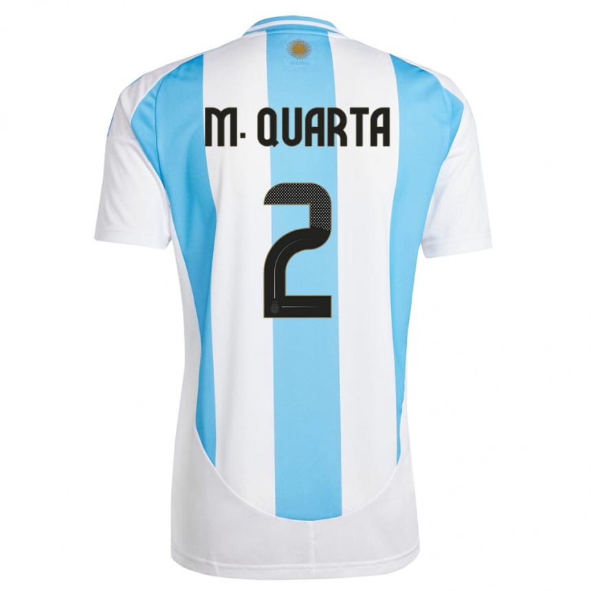 Vaikiškas Argentina Lucas Martinez Quarta #2 Balta Mėlyna Namų Marškinėliai 24-26 T-Shirt