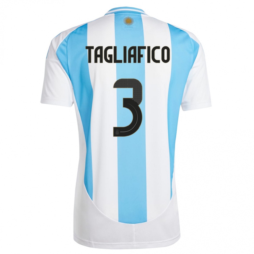 Vaikiškas Argentina Nicolas Tagliafico #3 Balta Mėlyna Namų Marškinėliai 24-26 T-Shirt