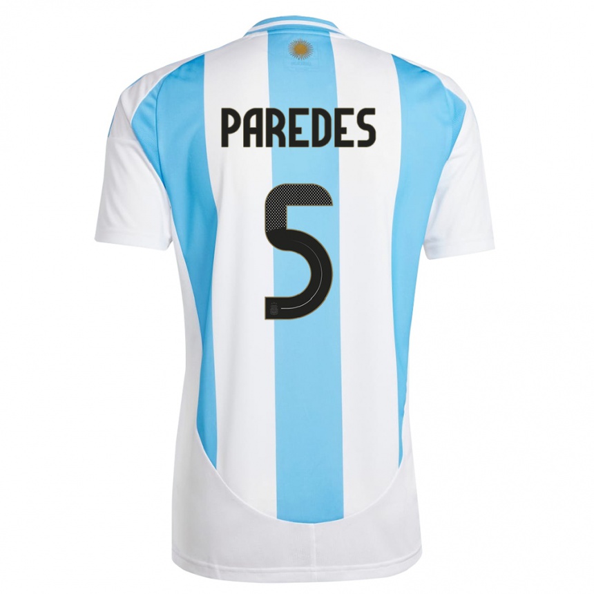 Vaikiškas Argentina Leandro Paredes #5 Balta Mėlyna Namų Marškinėliai 24-26 T-Shirt