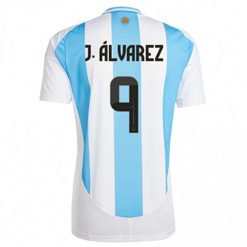 Vaikiškas Argentina Julian Alvarez #9 Balta Mėlyna Namų Marškinėliai 24-26 T-Shirt