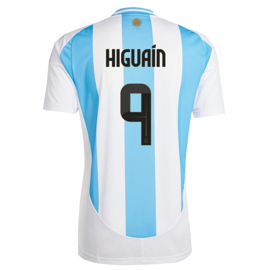 Vaikiškas Argentina Gonzalo Higuain #9 Balta Mėlyna Namų Marškinėliai 24-26 T-Shirt