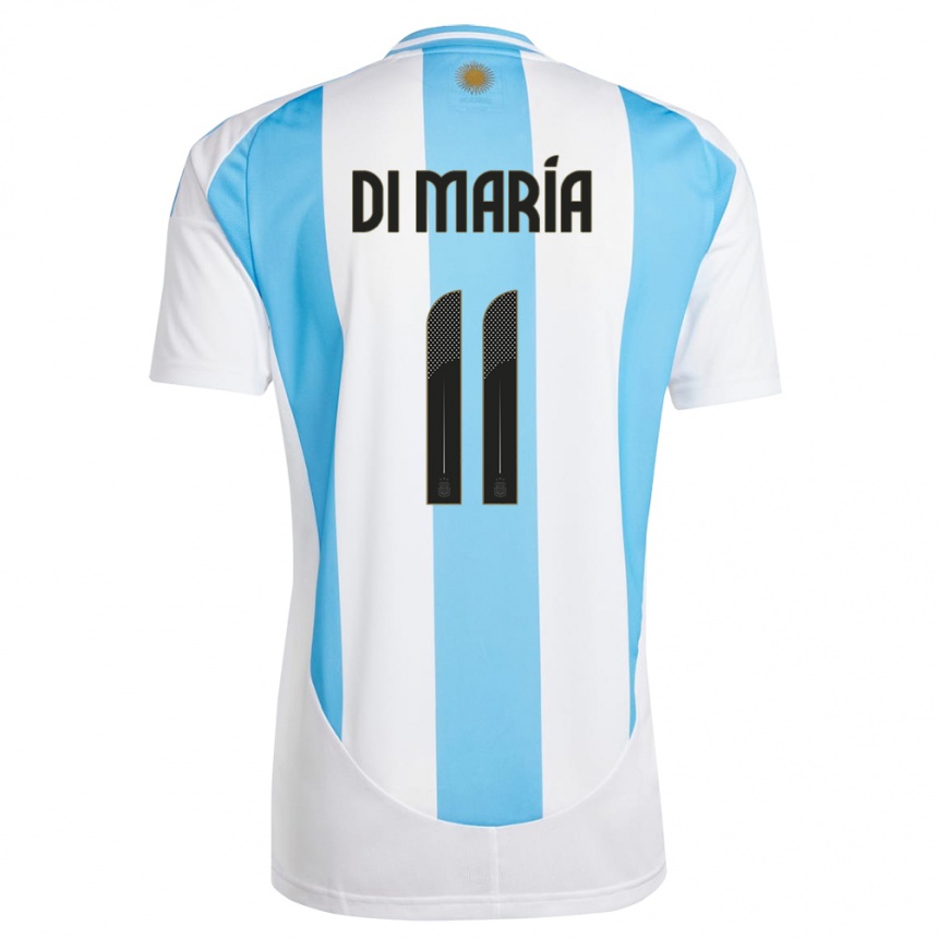 Vaikiškas Argentina Angel Di Maria #11 Balta Mėlyna Namų Marškinėliai 24-26 T-Shirt