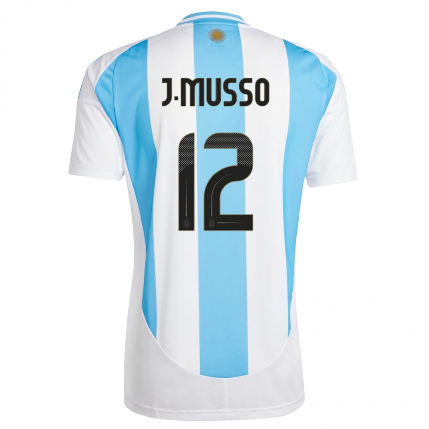 Vaikiškas Argentina Juan Musso #12 Balta Mėlyna Namų Marškinėliai 24-26 T-Shirt