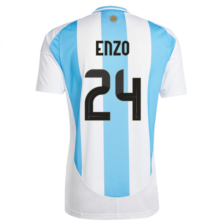 Vaikiškas Argentina Enzo Fernandez #24 Balta Mėlyna Namų Marškinėliai 24-26 T-Shirt