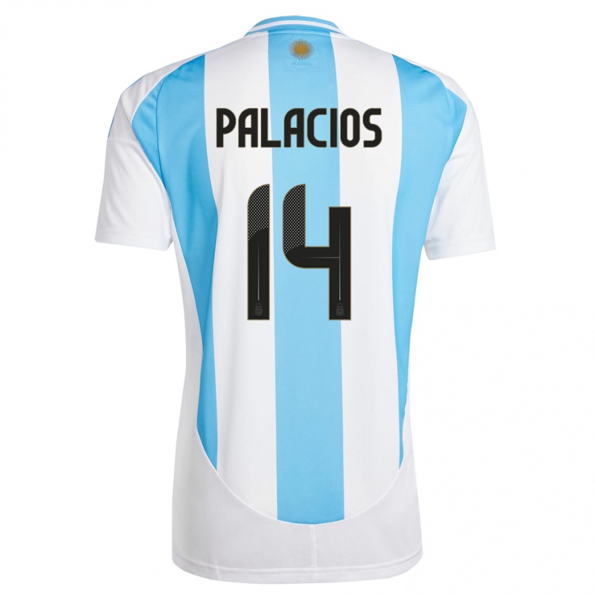 Vaikiškas Argentina Exequiel Palacios #14 Balta Mėlyna Namų Marškinėliai 24-26 T-Shirt