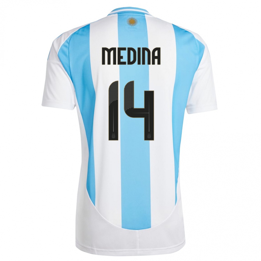 Vaikiškas Argentina Facundo Medina #14 Balta Mėlyna Namų Marškinėliai 24-26 T-Shirt