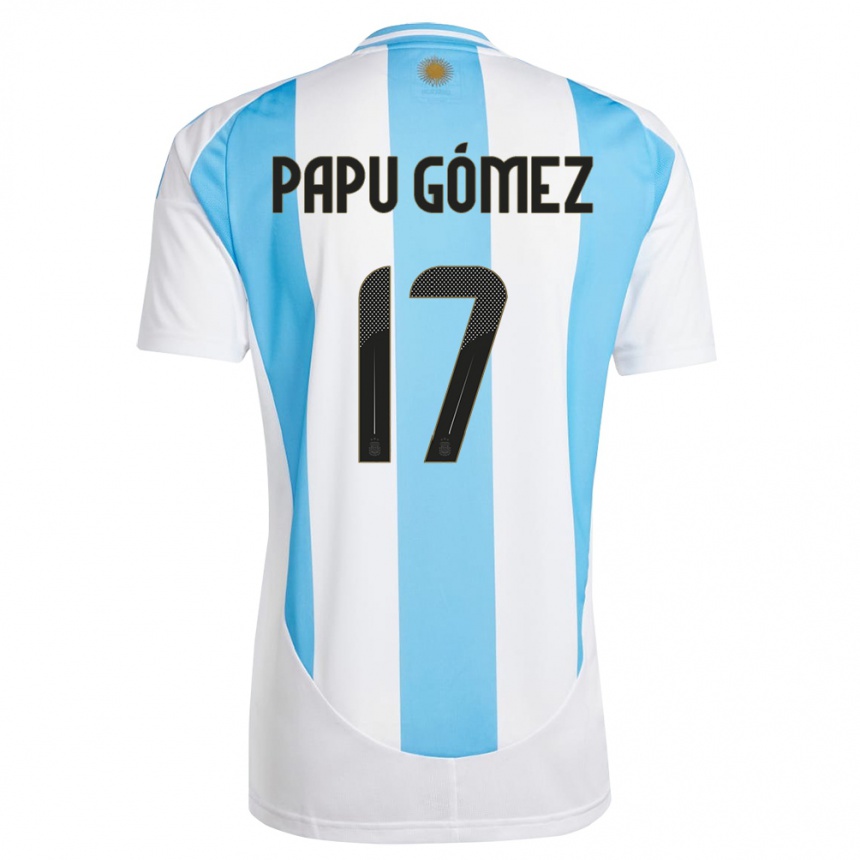 Vaikiškas Argentina Papu Gomez #17 Balta Mėlyna Namų Marškinėliai 24-26 T-Shirt