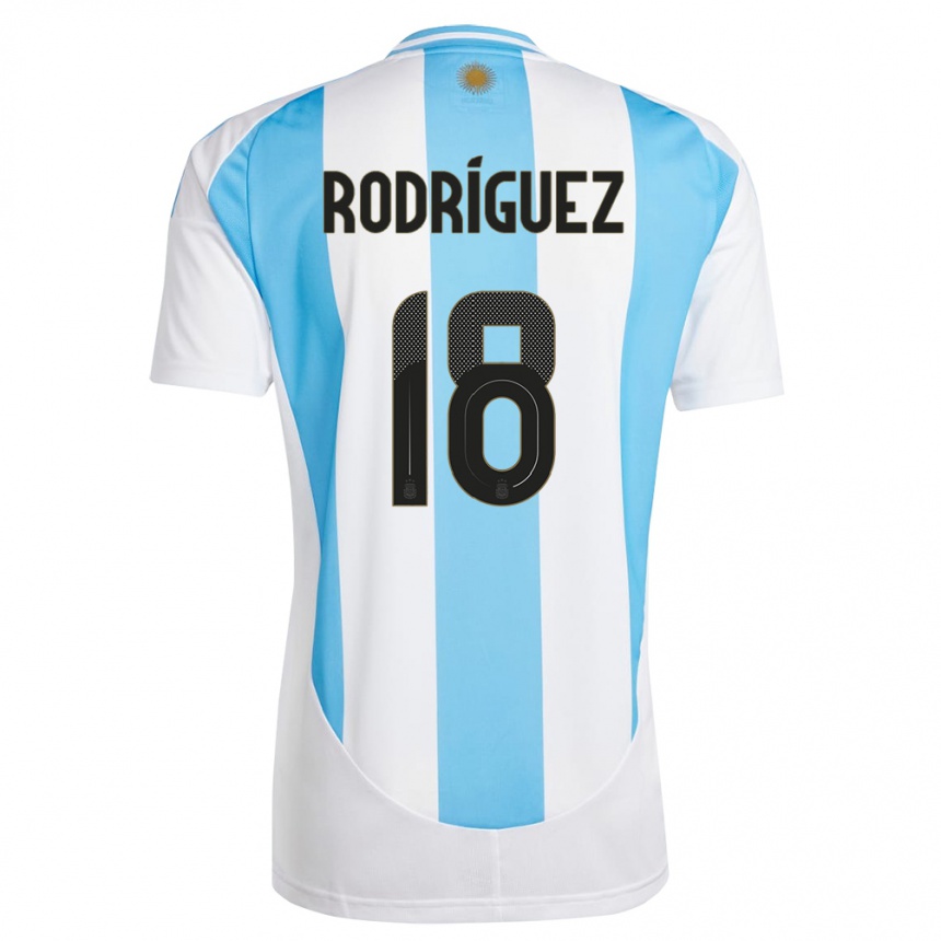 Vaikiškas Argentina Guido Rodriguez #18 Balta Mėlyna Namų Marškinėliai 24-26 T-Shirt