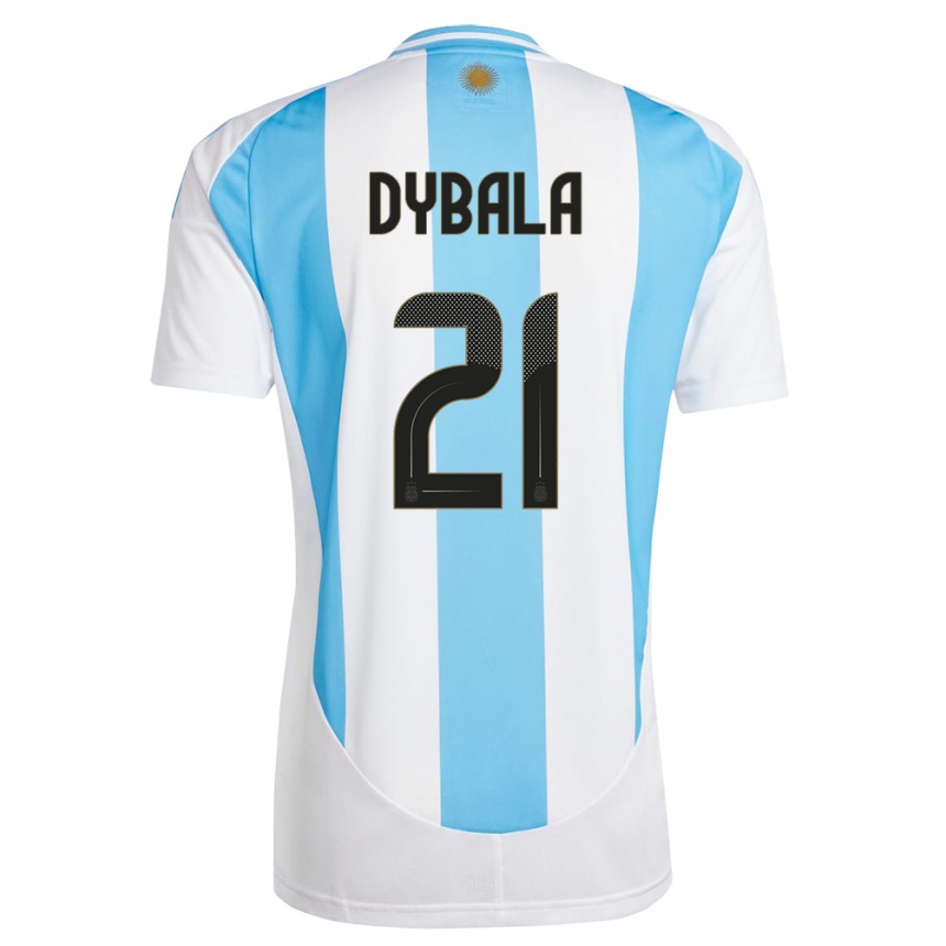 Vaikiškas Argentina Paulo Dybala #21 Balta Mėlyna Namų Marškinėliai 24-26 T-Shirt