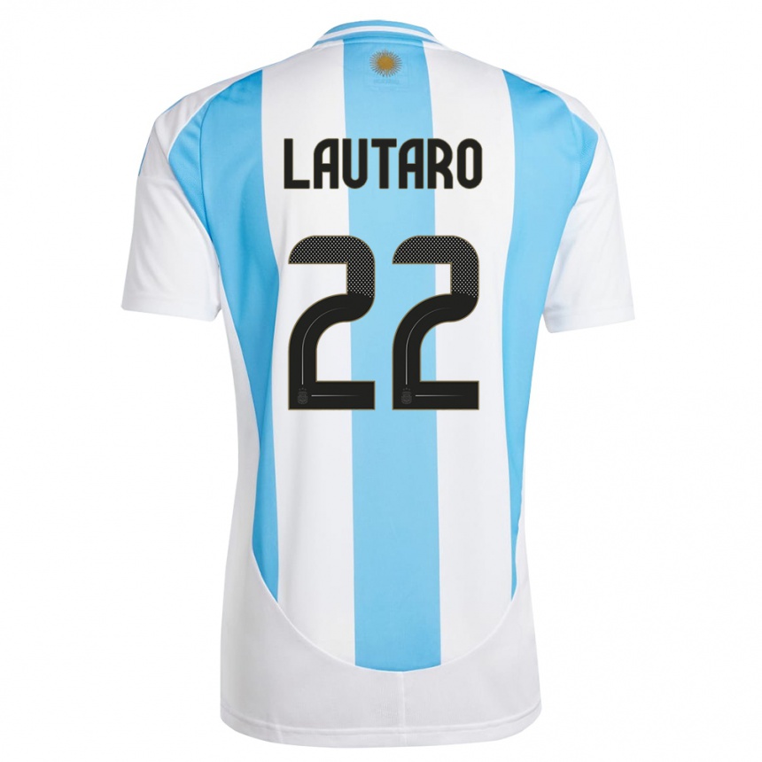 Vaikiškas Argentina Lautaro Martinez #22 Balta Mėlyna Namų Marškinėliai 24-26 T-Shirt