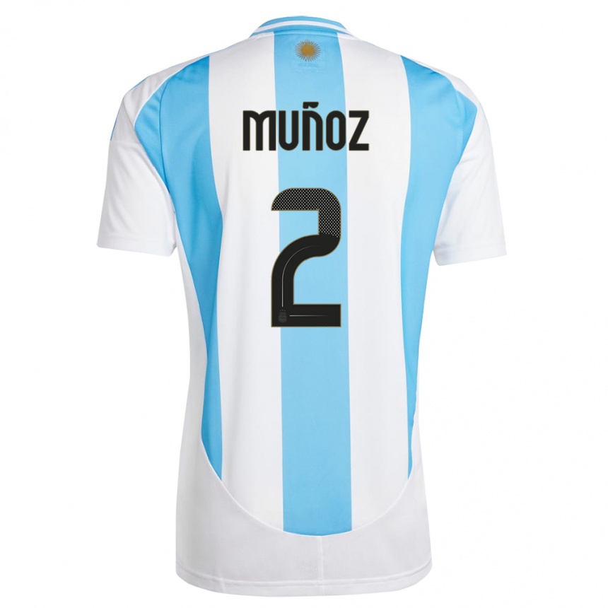 Vaikiškas Argentina Luana Munoz #2 Balta Mėlyna Namų Marškinėliai 24-26 T-Shirt