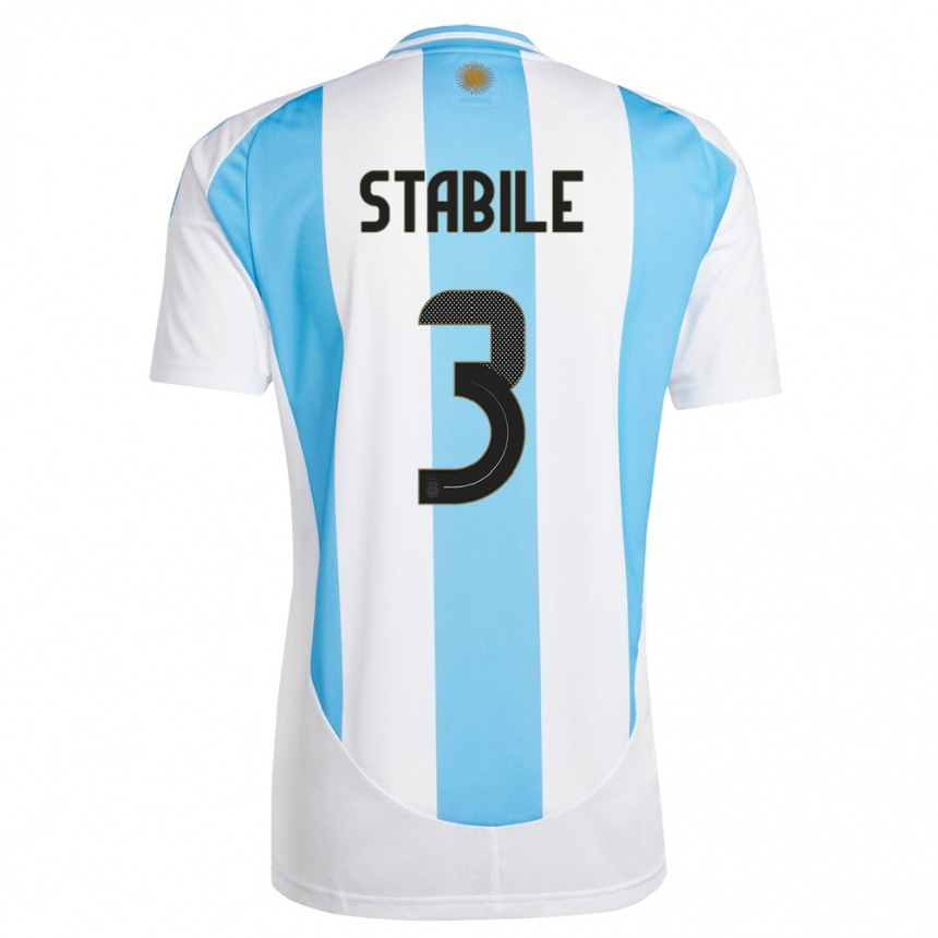 Vaikiškas Argentina Eliana Stabile #3 Balta Mėlyna Namų Marškinėliai 24-26 T-Shirt