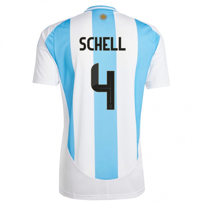 Vaikiškas Argentina Sofia Schell #4 Balta Mėlyna Namų Marškinėliai 24-26 T-Shirt