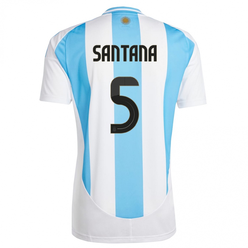 Vaikiškas Argentina Vanesa Santana #5 Balta Mėlyna Namų Marškinėliai 24-26 T-Shirt