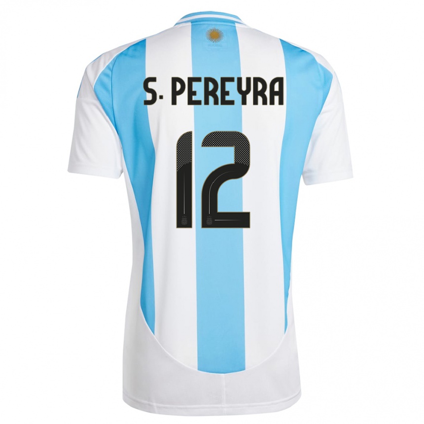 Vaikiškas Argentina Solana Pereyra #12 Balta Mėlyna Namų Marškinėliai 24-26 T-Shirt